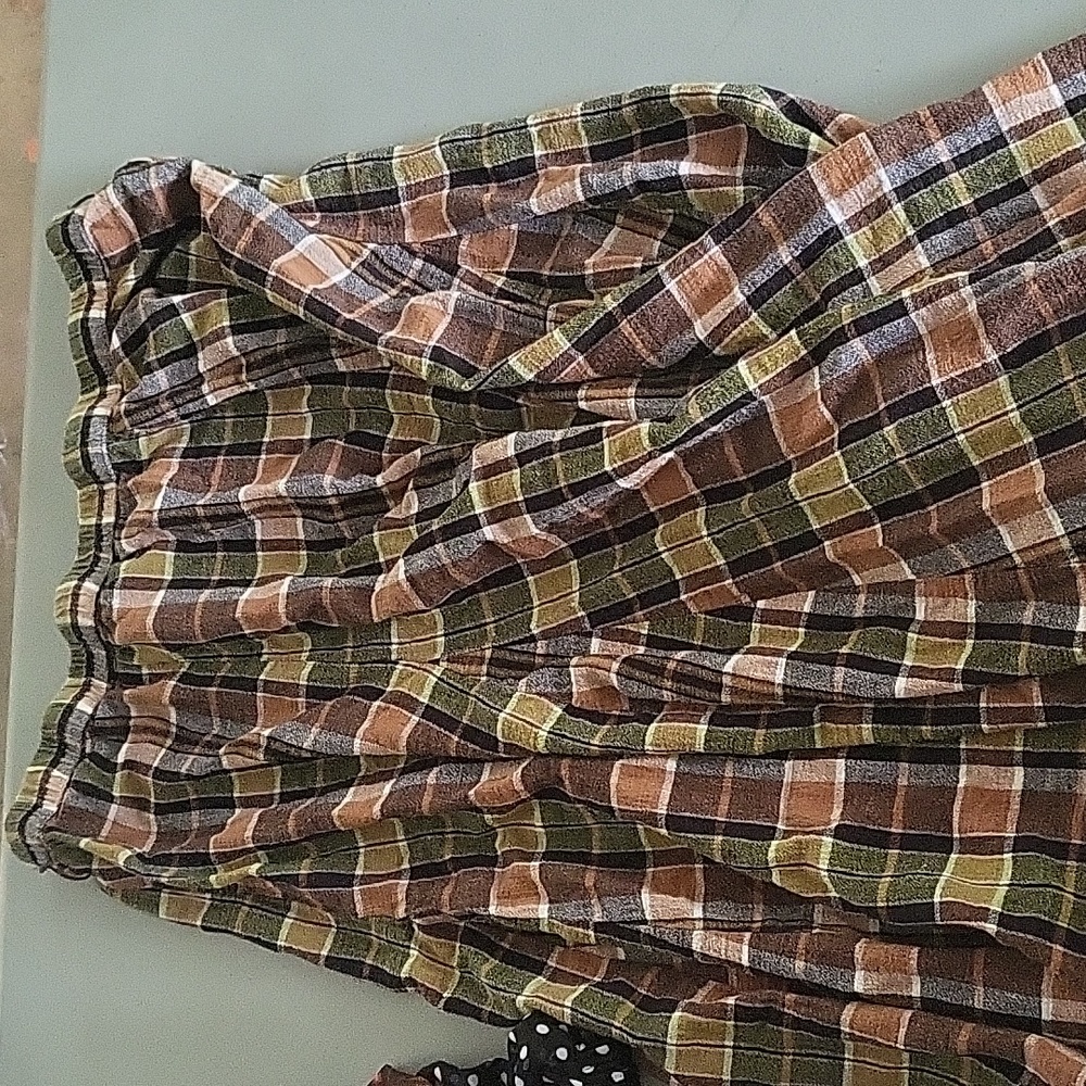 Knee length plaid skirt